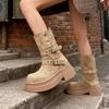 Fashion Two-wear Locomotive Martin Boots for Children, Autumn and Winter New Thick-soled Heightening Small Short Boots for Women