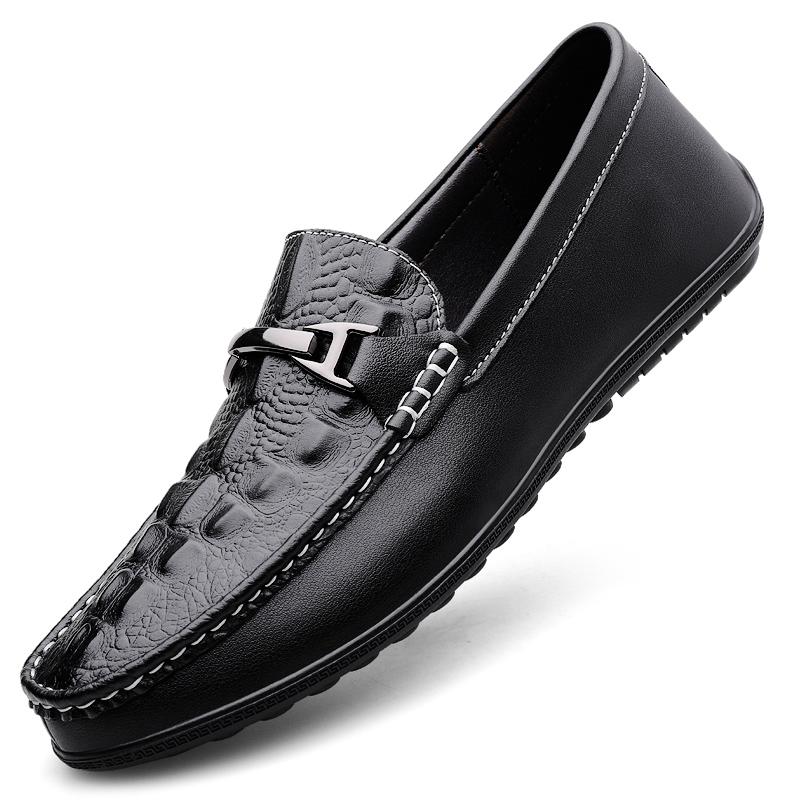 Summer New Men's Breathable Anti Slip Cowhide Outdoor Driving Shoes Fashionable Brand Men's Comfortable Soft Soled Bean Shoes