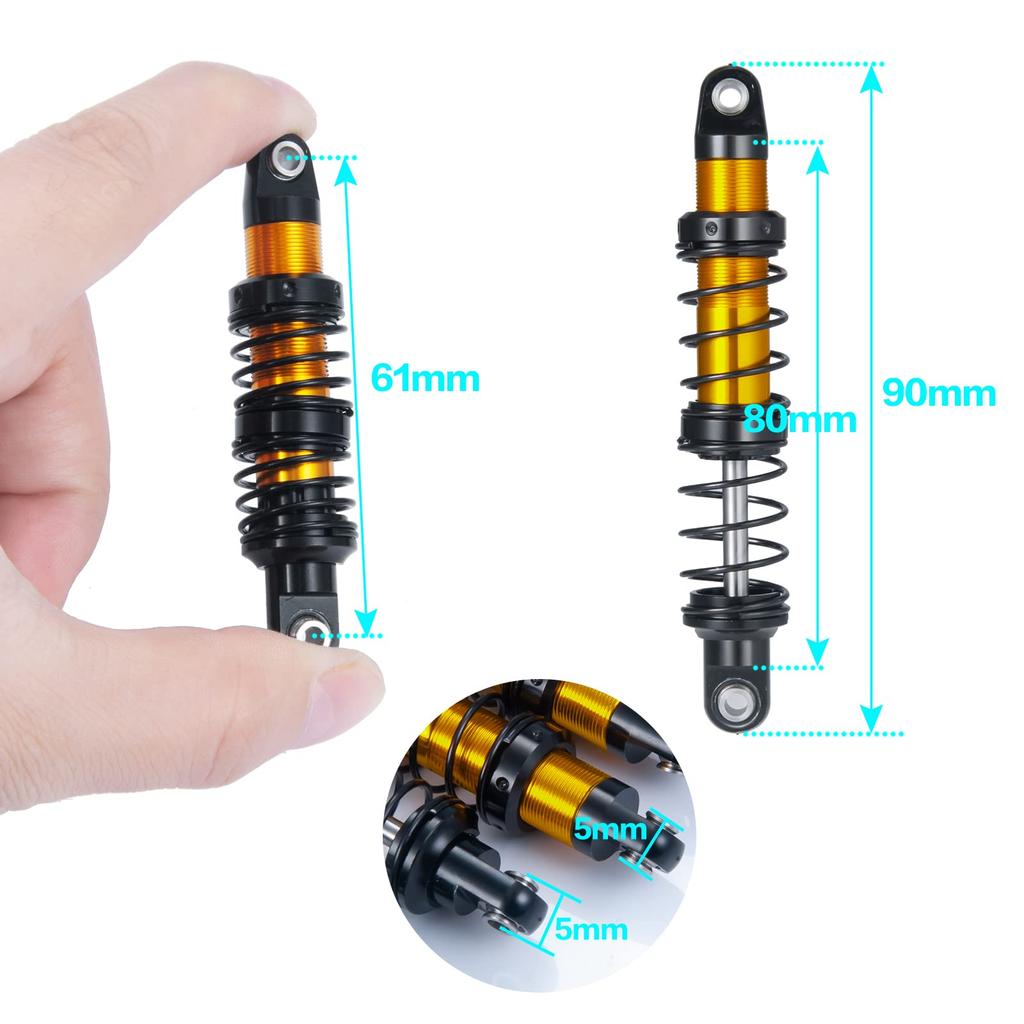 Four IR Racing Aluminum Shock Absorbers for SCX10 RC Crawler (80mm) 90046