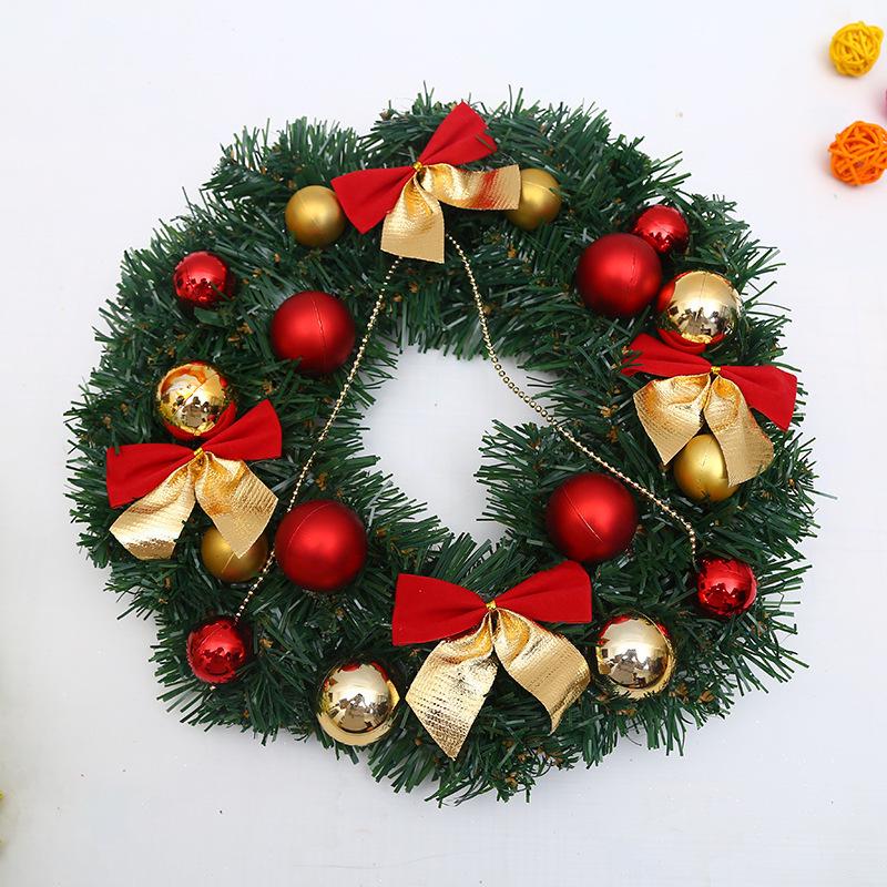 Double Bell Christmas Wreath with Bow - Holiday Door Hanging Ornament and Venue Decor 30x30x8 cm
