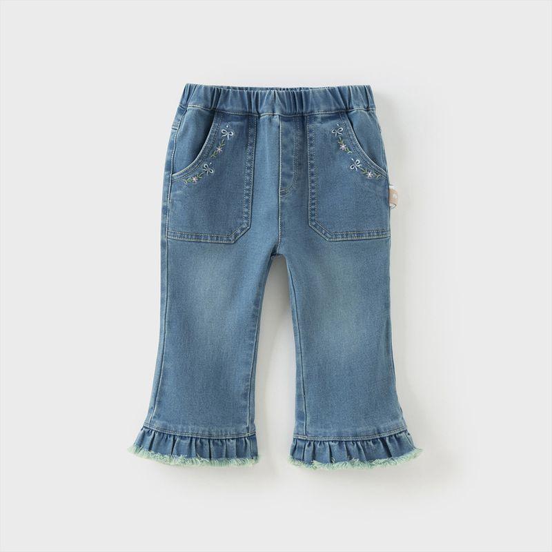 David Bella Girls  Jeans Children s Flared Pants Baby Pants Toddler Long Pants 2026 Spring New Children s Clothing Denim Blue [Ready in Stock] 80