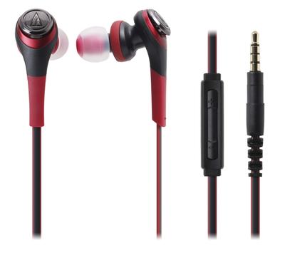 Audio-technica SOLID BASS In-Ear Earphones for iPodiPhoneiPad, Deep Bass, Red, ATH-CKS550i RD