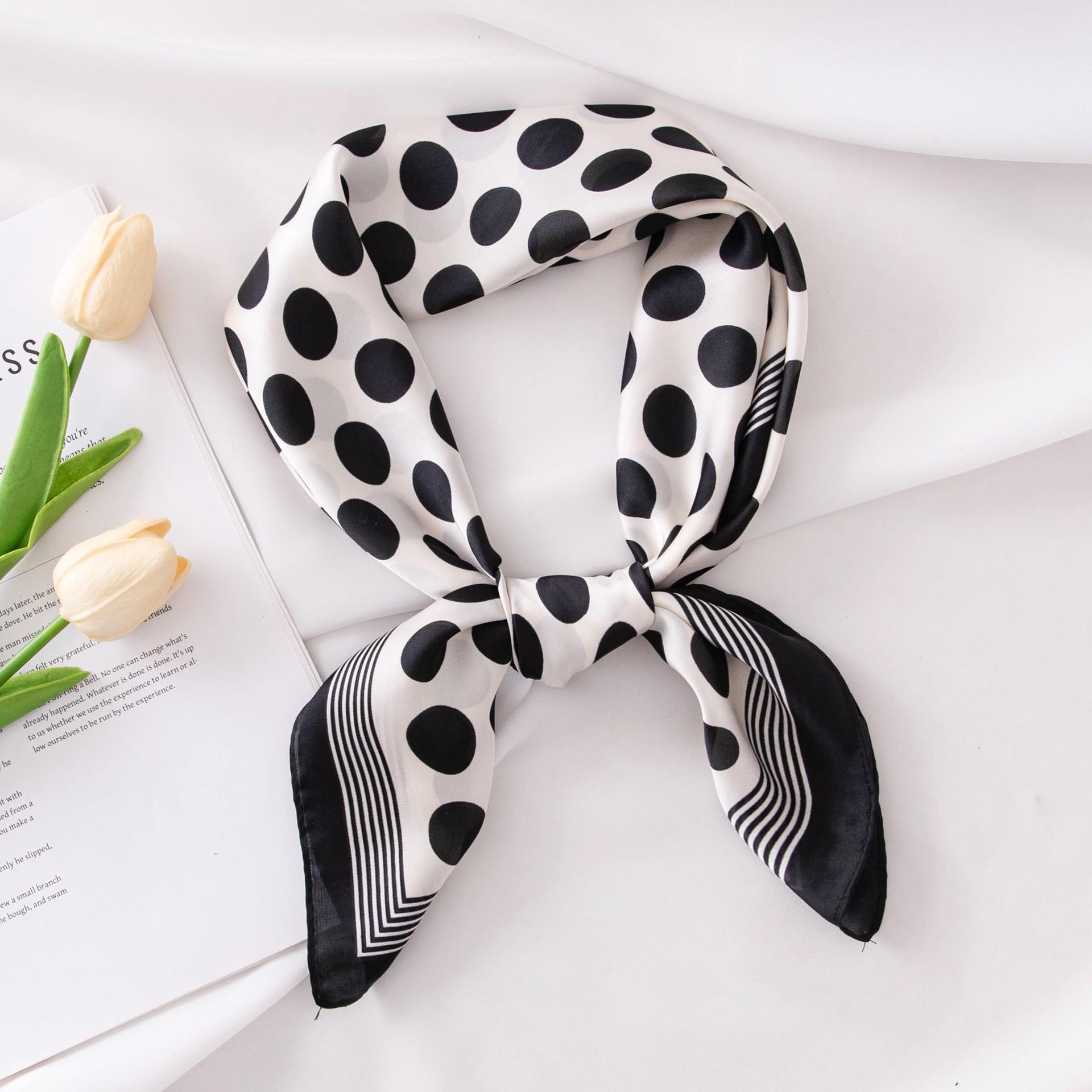 Summer 70cm small silk scarf high-end Korean version polka dot fashion scarf foreign style shawl scarf headscarf square scarf