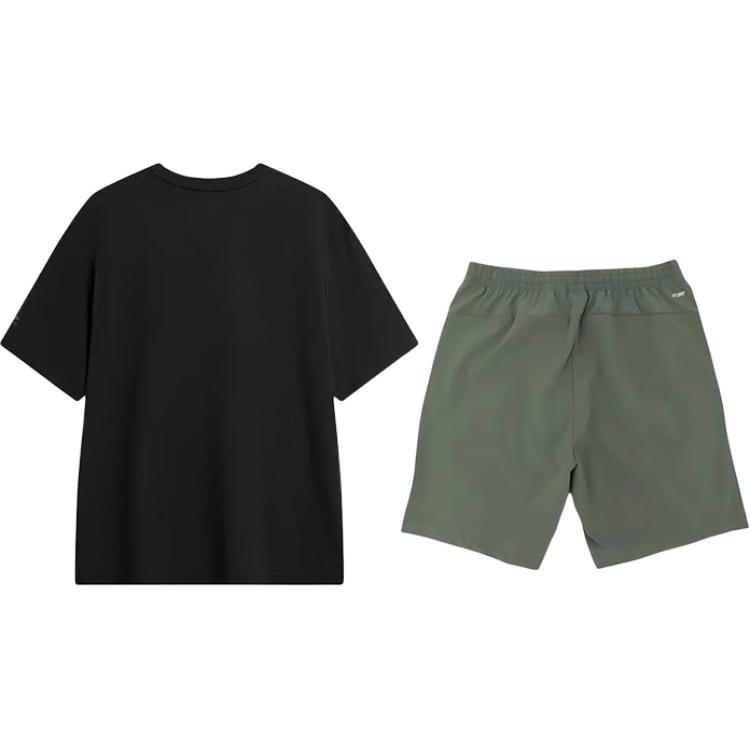 Li Ning Logo Letter Print Fashion Loose Comfortable Round Neck Pullover Short Sleeve T-Shirt Casual Sports Set Unisex Tops AHSVD57-1+YKSV147-1