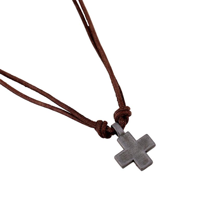 

ZORCVENS New Fashion Collars Leather Vintage Alloy Cross Pendants Necklaces for Women Men Jewelry 50cm