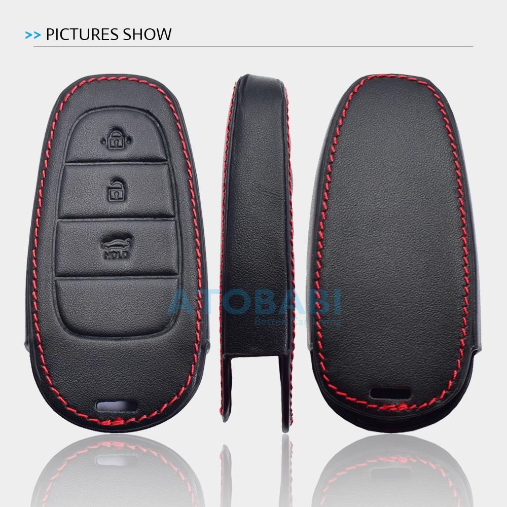 Atobabi Leather Car Key Case Keychain For Hyundai Tucson Nexo Santa Fe Azera Sonata   Smart Remote Control Protect Cover