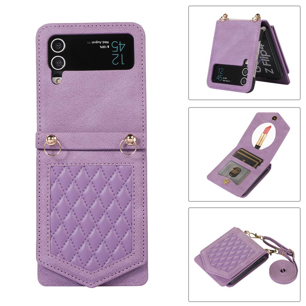 Suitable for Samsung Z Flip6 Mobile Phone Case Flip5 Xiaoxiangfeng Mirror Card Diagonal Span Folding Protective Case 4th Generation