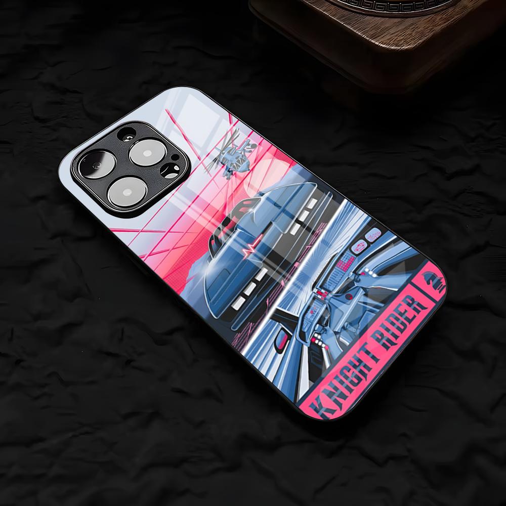 Cool K-Knight Rider Phone Case For IPhone 17 Air 16 E Pro Max 15 14 13 Mini 12 Pro 11 Max Plus Black Glass Cover