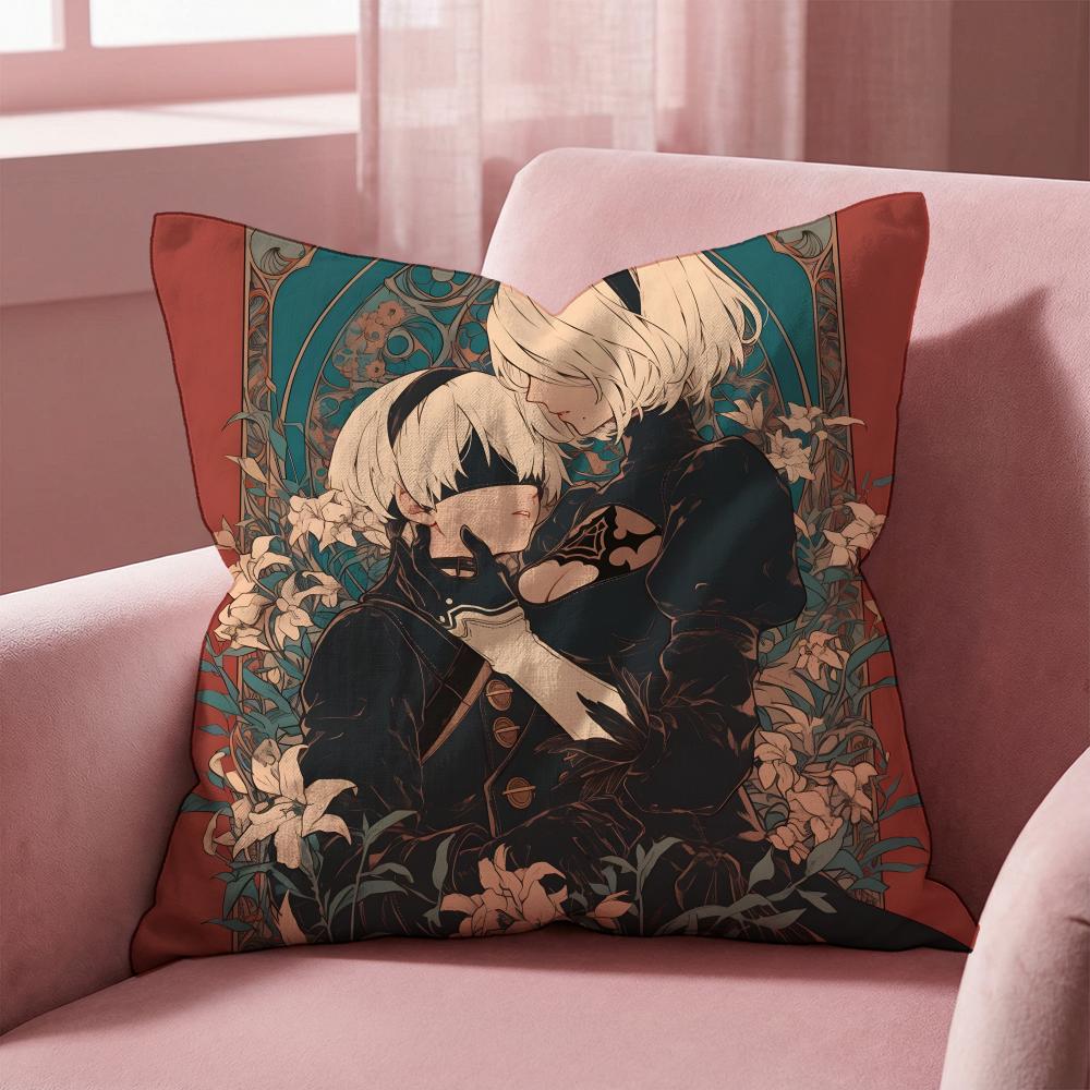 

N-Nier Automata GAME Cushion Cover Multi-Scene Pillow Cover for Home & Car - Reversible, Soft & Durable for Daily Use 30cmx30cm