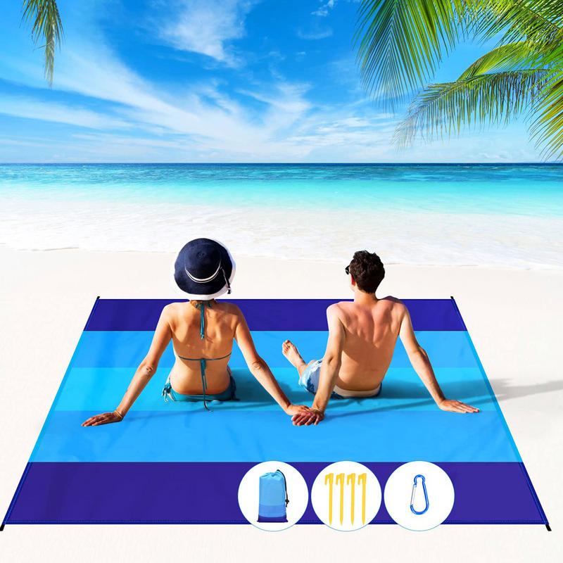 Beach Blanket Sandproof Beach Blanket Oversized Waterproof Quick Drying Sheet With 4 Stakes And 1 Corner Pocket 82x78 Inch China Mainland