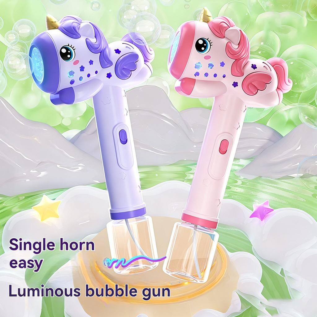 Handheld Electric Unicorn Bubbles Machine Automatic Soap Blower Bubble Toy Bubble Gun, Summer Outdoor Party Parent-Child Toy