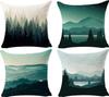 Winter Pine Mountain Landscape Picture Square Linen Decoration Pillow Cover Cushion Cover Outdoor Bedroom Sofa Home