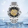 Men's Automatic Skeleton Watch 3ATM Waterproof Luminous Analog Stainless Steel Simple Stylish Casual Business Fashion Accessory - Birthday
