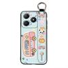 Dirt-resistant Cute Phone Case For Realme C63 4G/C61 4G Wrist Strap Kickstand Back Cover Anti-knock Lanyard Silicone