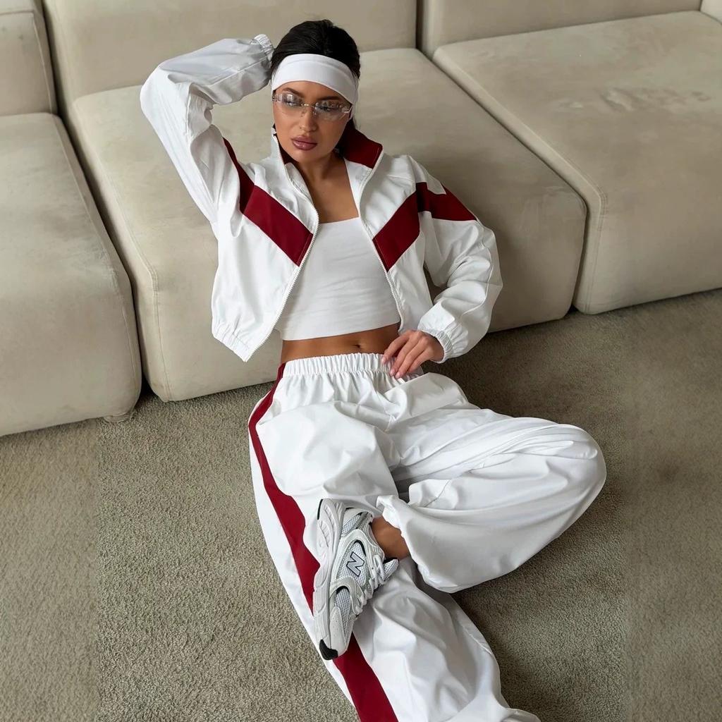 European and American fashion casual women's clothing long-sleeved contrasting sports jacket trousers suit street style suit women