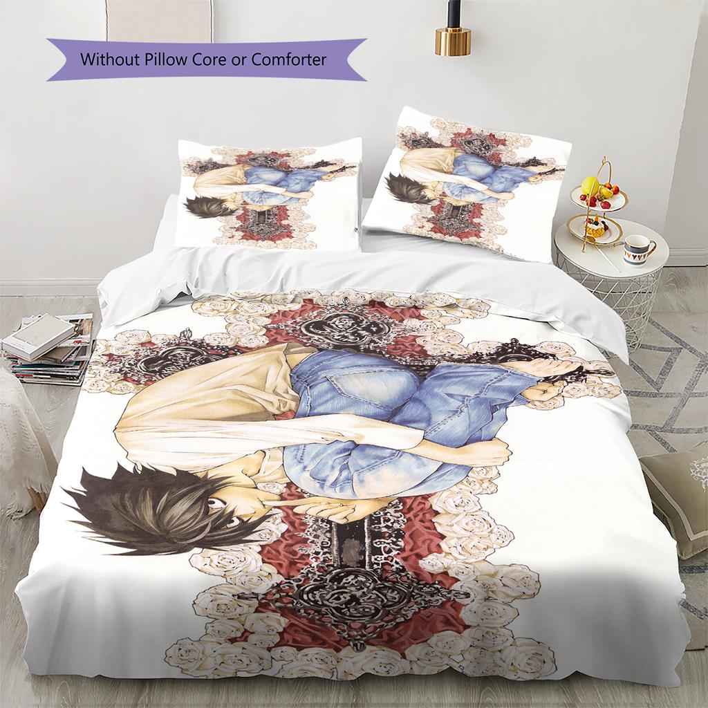 Cartoon Pattern Bedding Quilt Set Quilt Cover Pillowcase Home Decoration Birthday Gift (1 * Duvet Cover + 2 * Pillowcase, Without Core)