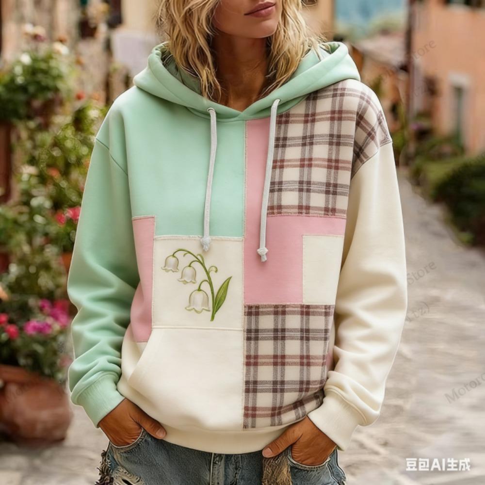 Spring Autumn Fashion Vintage Floral Print Women's Hoodie Women Casual European American Style Hoodie Sweatshirt Women Clothes Top