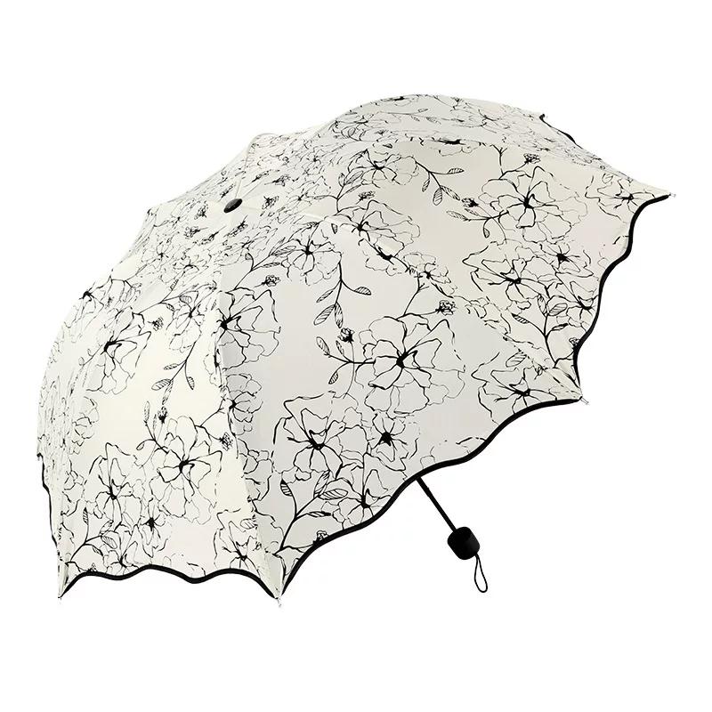 Directly Supplied to Street Vendors, Foldable Sun Umbrella, Women's Sun Protection Black-Coated Parasol, 70% off Creative Umbrellas