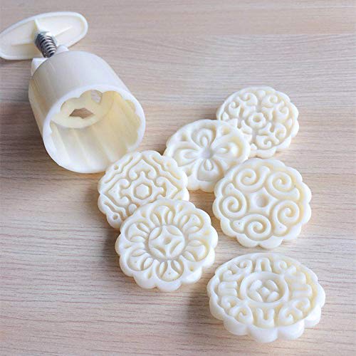 BEAUTY PLAYER Mooncake Mold, Mooncake Mold, Mooncake Stamps x 6, Mooncake Mold Press, Manual Pressure Mooncake Mold Press for Mung Bean Cake, Mung Bea