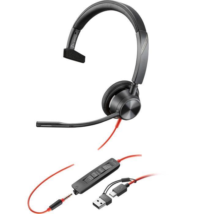 Casque - HP - Poly Blackwire 3315 - Mono - USB-C - Micro intégré - Commande de volume