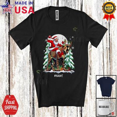 Benutzerdefinierter Name Santa reitet Gepard Sonnenbrille Weihnachtsbaum Wildtier T-Shirt