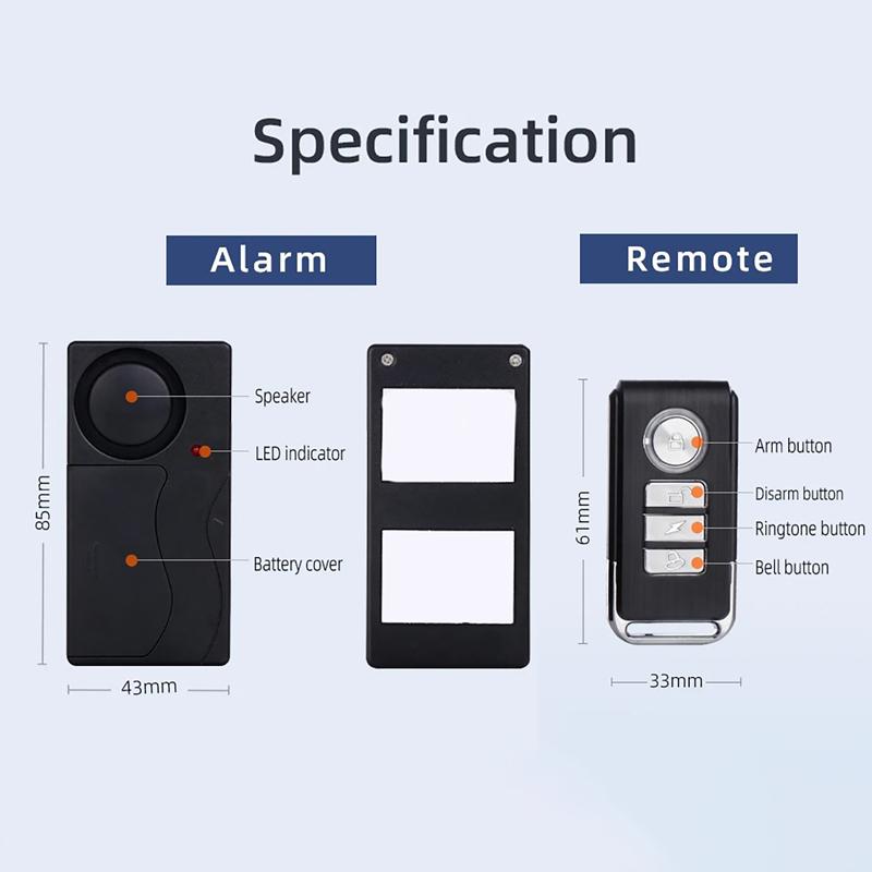 110dB Loud Door Window Alarm With Remote Control Smart Home Security Alarm with Magnetic Sensor Wireless Siren Detector Alarm