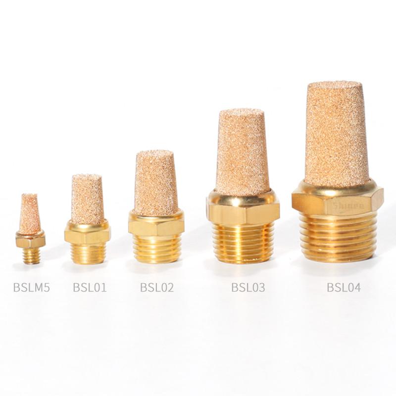 Pneumatic Exhaust Muffler Silencer M5 1/8 1/4 3/8 1/2 3/4 BSP Male Thread For Air Noise Brass Adjustable Long Short BSL SLM SLL