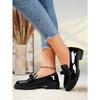 Bright Leather Paint New Face Tassel Middle Heel Retro Large Size Fashion Casual Shoes