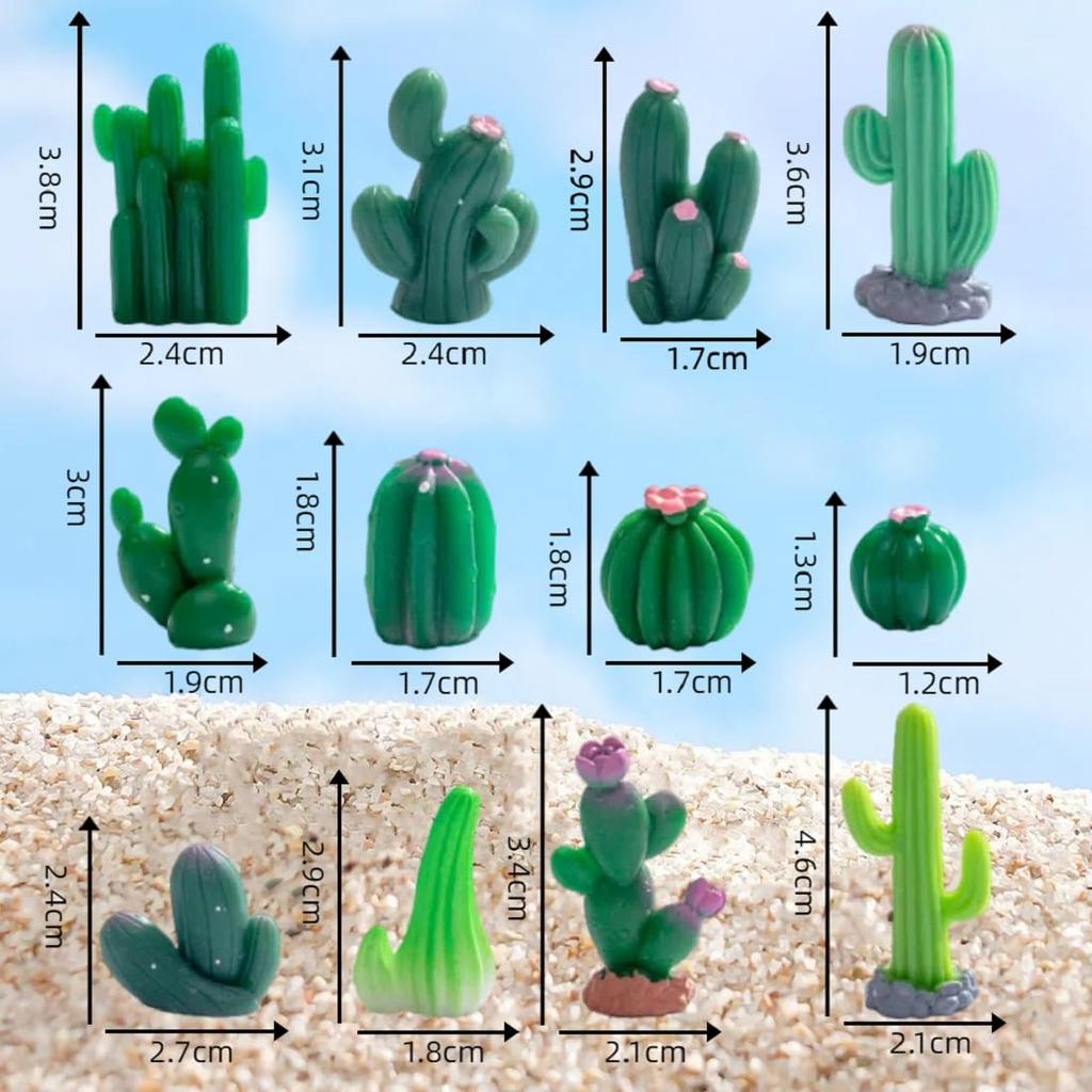 Voyyphixa Miniature Cactus Figurines, Set of 12, Decorations, Mini Ornaments, Cute Decorations, Micro Landscapes, Garden Ornaments, Bonsai
