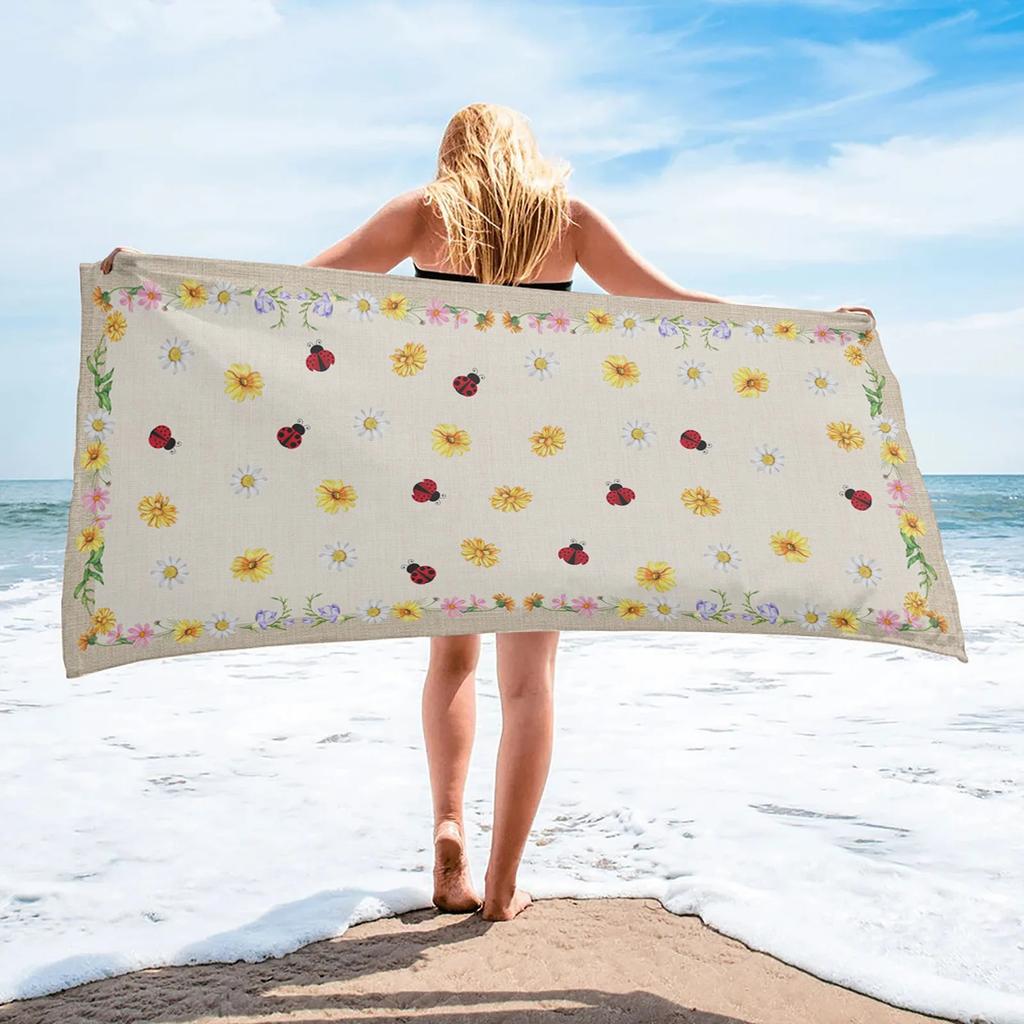 Ladybug Beach Towel Microfiber Cartoon Insect Bath Towel Quick-dry Swimming Cover Soft Portable Camping Sport Spa Travel Towels
