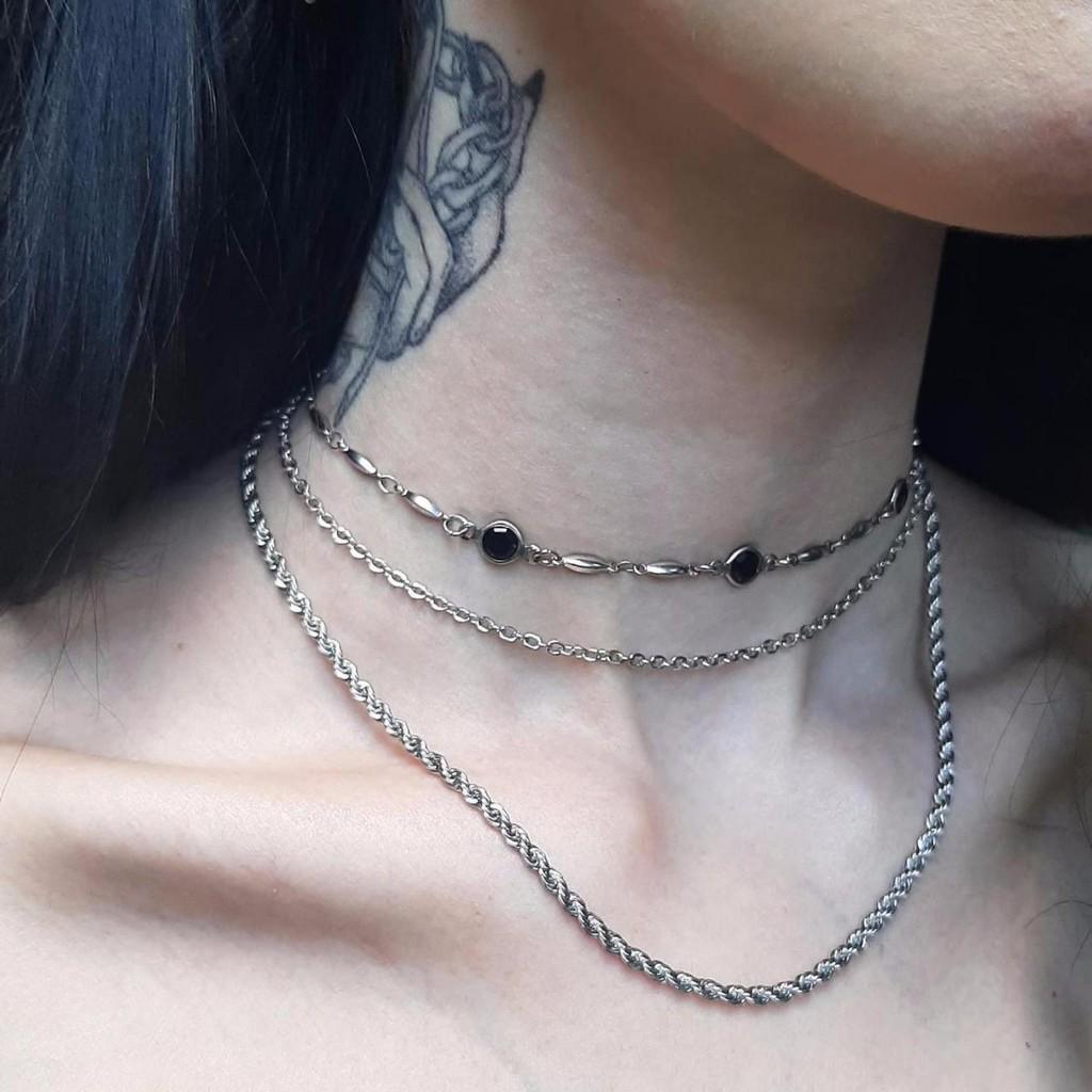 Gothic Crystal Necklace For Women With Geometric Pendant And Cross Chain