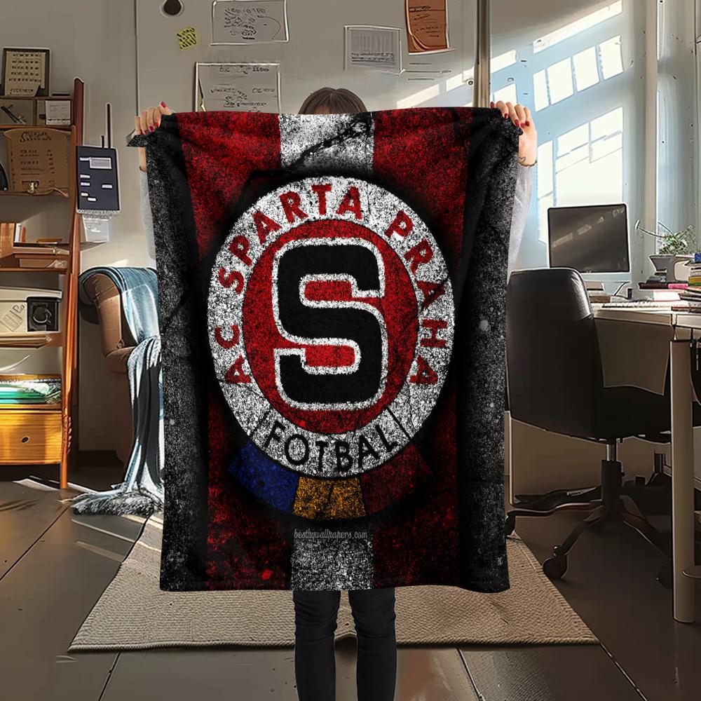 Sparta Prague Football Emblem,pattern Flannel Blanket, High quality Comfortable for All Seasons, Home Decor, Warmth and Comfort, Perfect for Gifts.