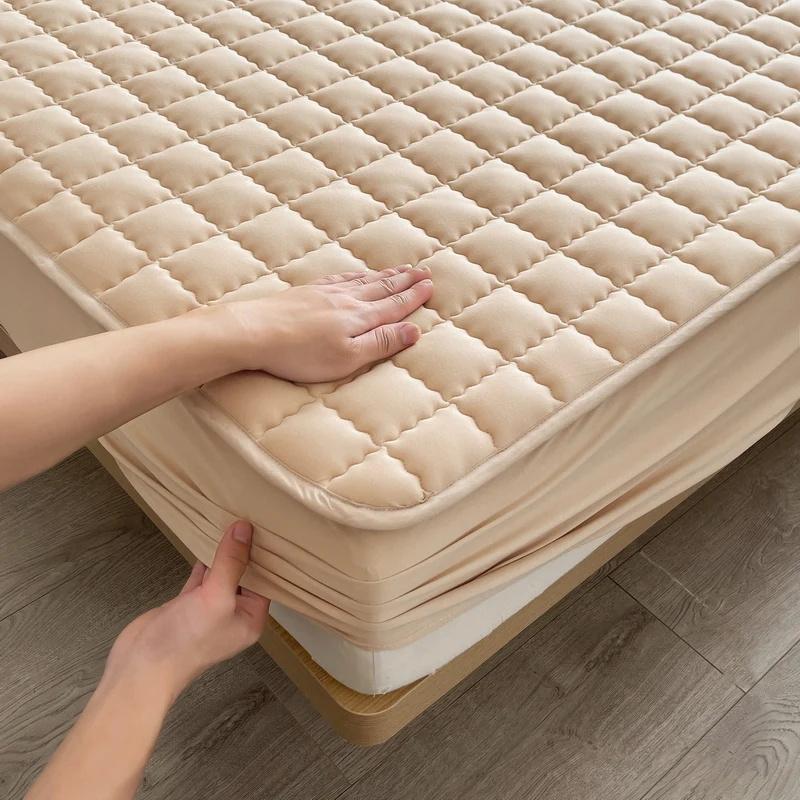 2025 Waterproof Thicken Mattress Cover Quilted Latex Mat Bed Covers Pad Skin-Friendly Fitted Sheet Protector Bedspread