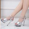 Woman Transparent Super High Heel Summer Female Waterproof Fish Mouth Shoes Fairy Thin Heel Sandals 15cm heel 5cm Platform LFD