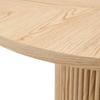 Round MDF Dining Table, 100 Cm, 4-6 People, Light Wood Look 4-Piece Top, Cylindrical Pedestal