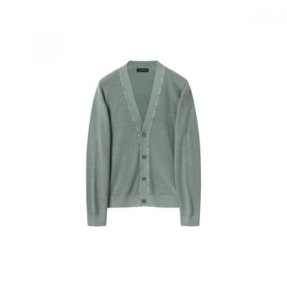 Customellow Green Garment Dye V Neck Cardigan Cwwas25114grx 95