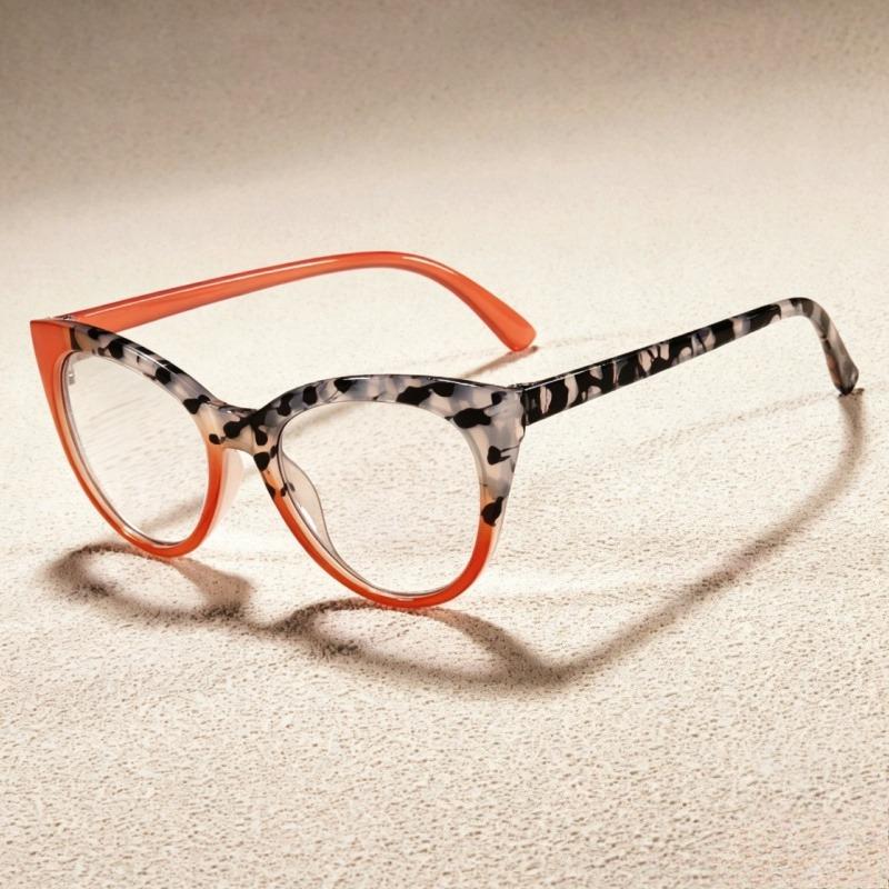 Women's INS Style Fashion Cat-Eye Presbyopia Glasses Two-tone Frames High-definition Trendy Reading Glasses Diopter 0 To +4.0