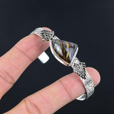 Halloween Sale 925 Sterling Silver Iron Tiger Eye Stone Wedding Bangle Bracelet
