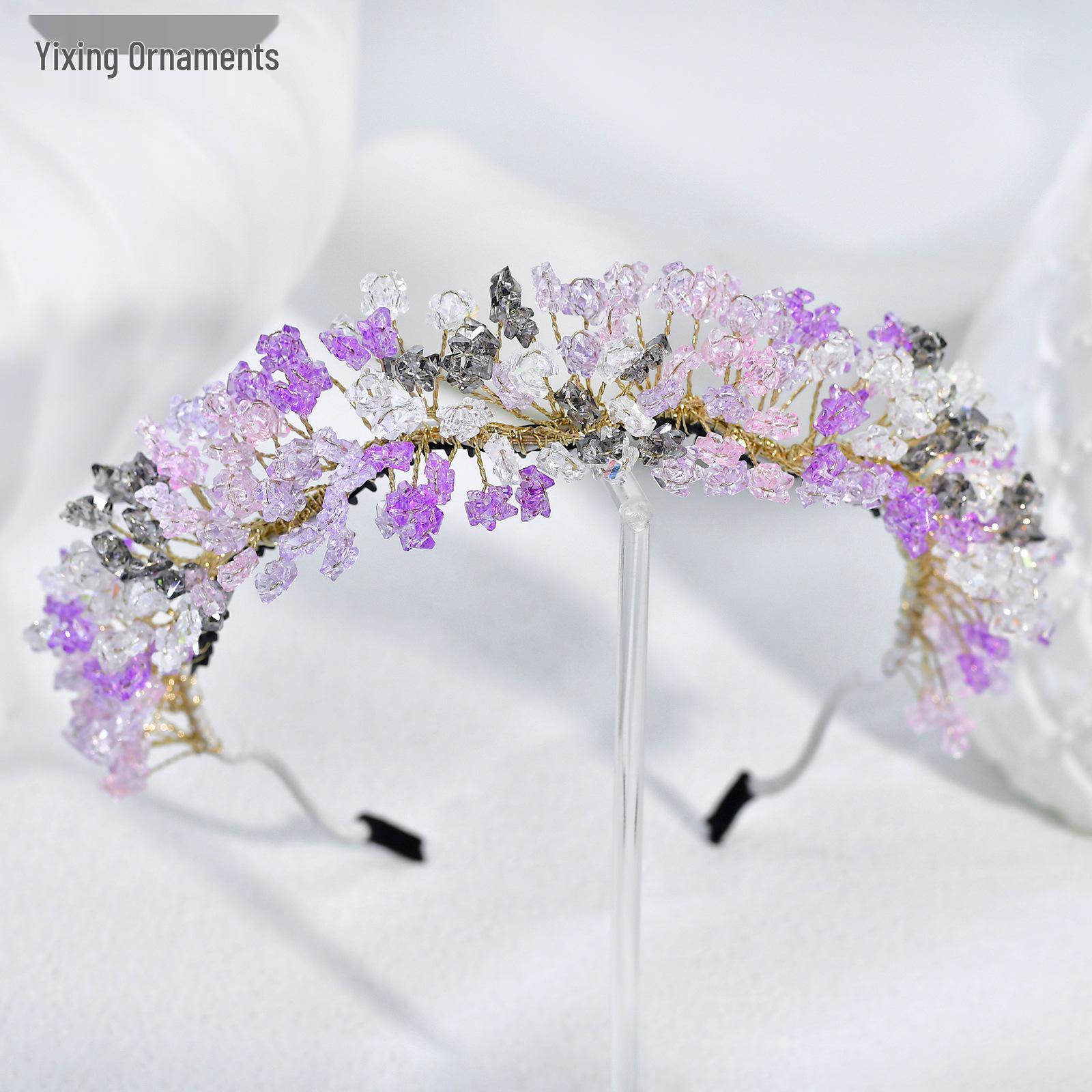 Yixing Forest Style Princess Hair Accessories - Luxury Crystal Beaded Bridal Headband A419