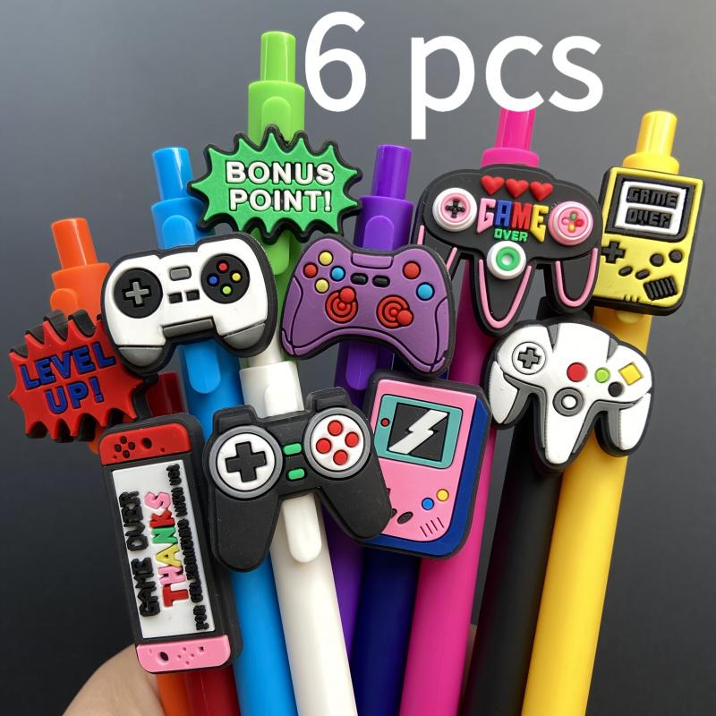 6/12 pcs Vibrant Game-Themed Gel Pens,Retractable Ballpoint Pens Designed Specifically for Gamers, Suitable for Parties, Office Supplies