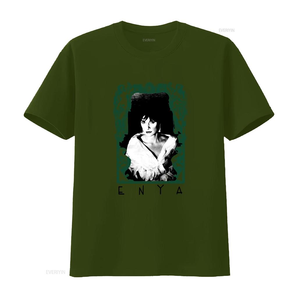 Vintage Enya Porträt T-Shirt für Erwachsene in den Größen S 5XL mit Gothic-Rahmen-Design vintage gewaschen Mode dehnbar Unisex homme