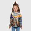 Children's Cartoon Animal Colorful Kitten Print Cute T-shirts Boys Long Sleeved Fashionable Soft Comfortable Top