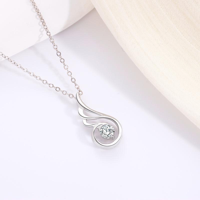Exquisite 925 Sterling Silver Angel Wing Pendant Necklace for Women – Versatile Fashion Accessory 925 Sterling Silver
