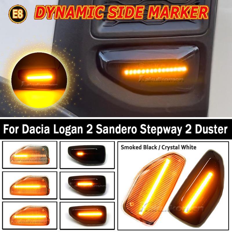 2Pcs LED Dynamic Side Marker Light Arrow Turn Signal Blinker Lamps For Dacia Logan 2 Sandero 2 Duster Renault Stepway Sandero