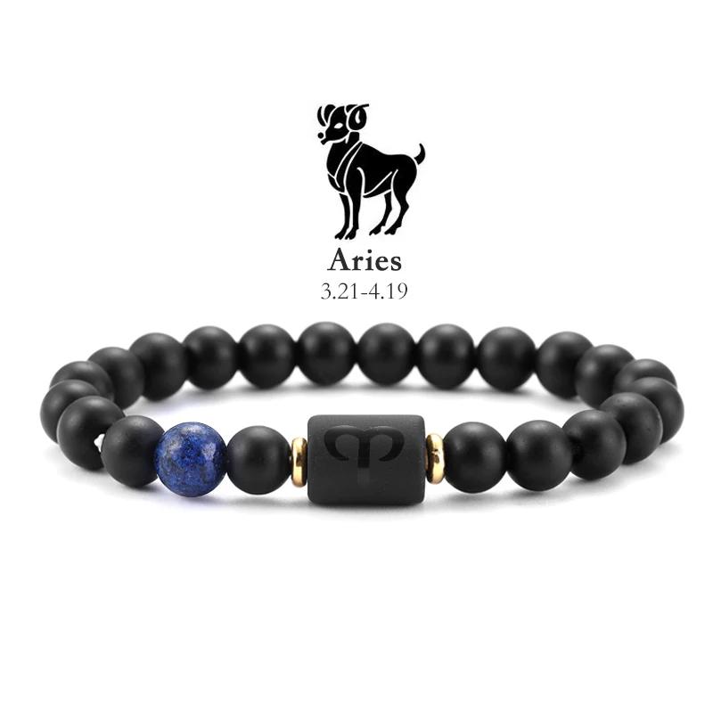 12 Zodiac Natural Stone Bracelets - Cancer, Virgo, Leo, Libra Designs, Ideal Couples & Friendship Gifts, Unisex Jewelry (Pulsera