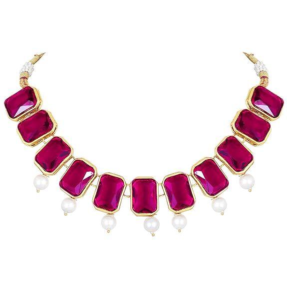 Traditional Jewellery Crystal Pearl Necklace Earring Jewellery Set for Women