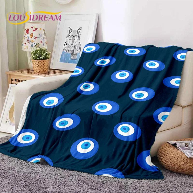 3D Boze Oog Turkije Blauw Nazar Oog van Horus Zachte Flanel Dekens, Plaid Comfortabele Deken voor Picknick Bedden Bank Slaapkamer