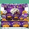 Cute Halloween Party Tableware Set With Plates Cups Napkins And Tablecloth New Halloween Theme Supplies