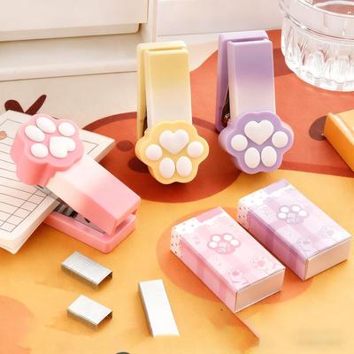 New Cat Paw Mini Stapler Cute Desktop Stapler For 2-15 Sheets, Portable Pocket Stapler For Kids Students Office School