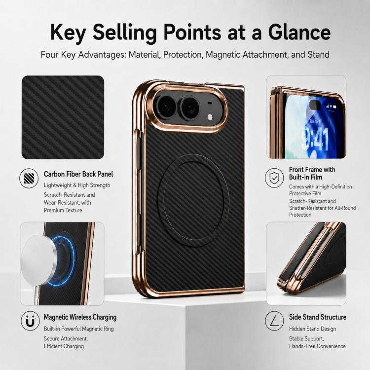 Electroplated Carbon Fiber Texture Magnetic Integrated Film Phone Case
